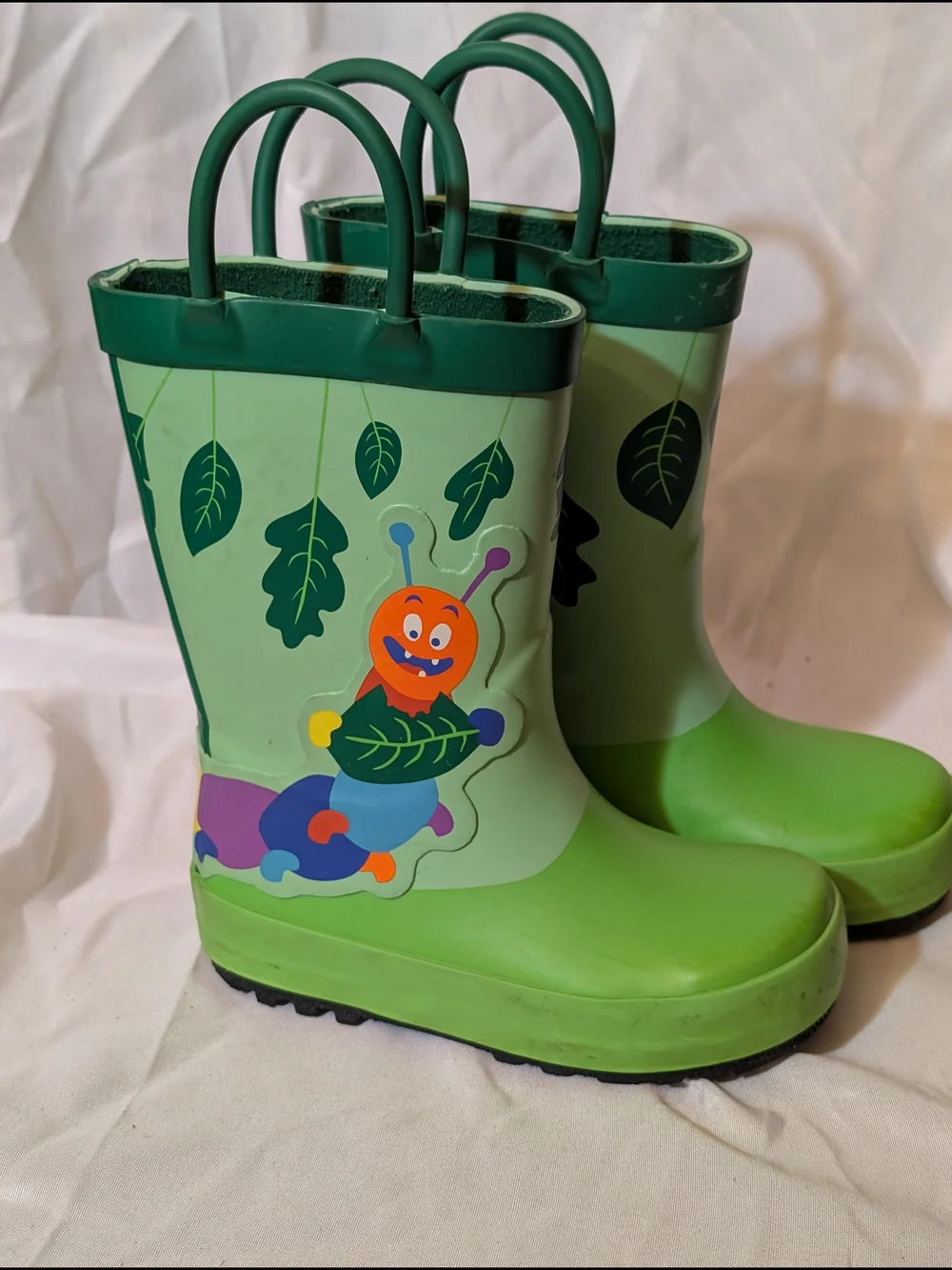 Cat & Jack Green Kids Rain Boots with Caterpillar Graphic